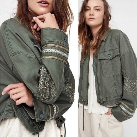 free People cropped military jacket - Picture 2 of 9